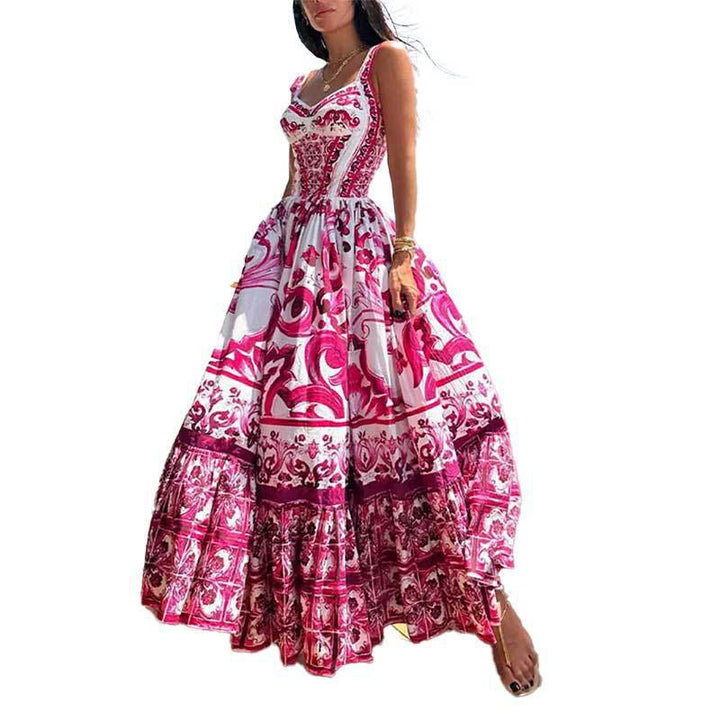 Robe maxi femme avec une élégante coupe évasée et des embellissements élaborés Chic & Stil