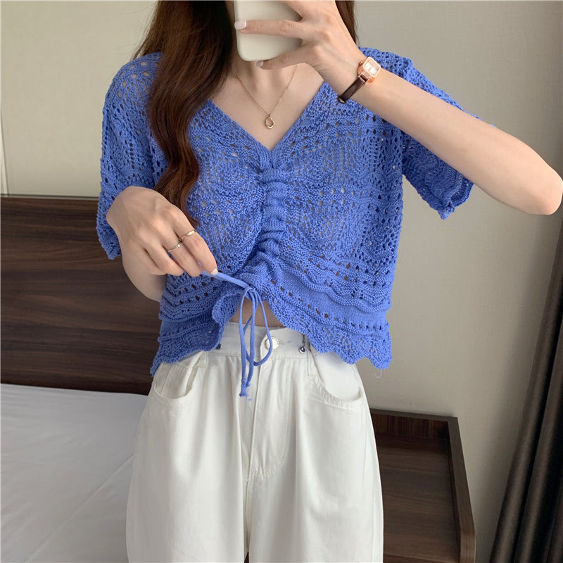 Women's knitted sweater with decorative gathers Lune London
