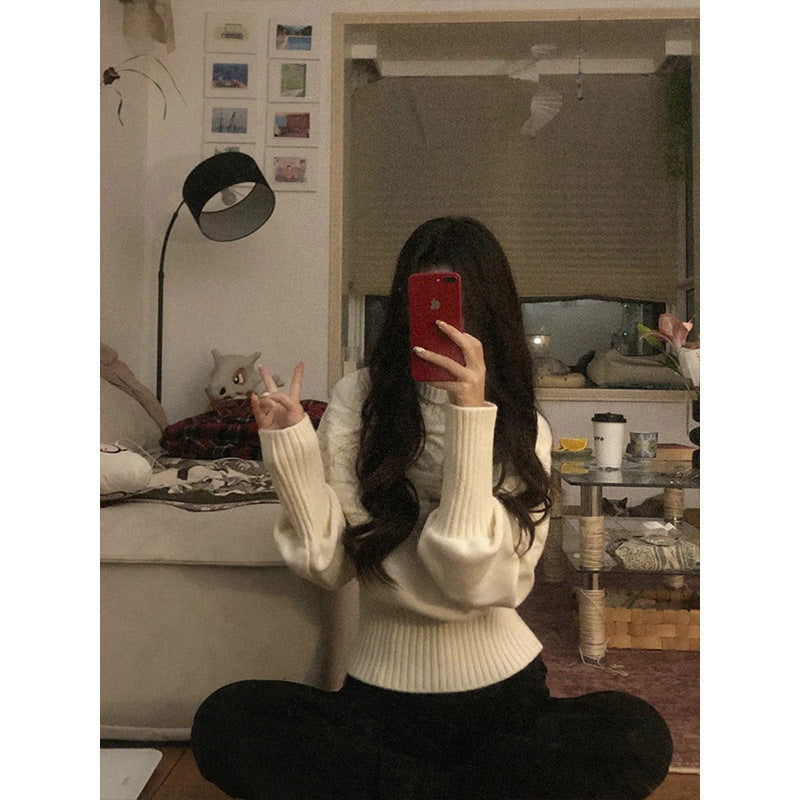 Pull en tricot épais pour femmes avec col haut et motif en câble décoratif Chic & Stil
