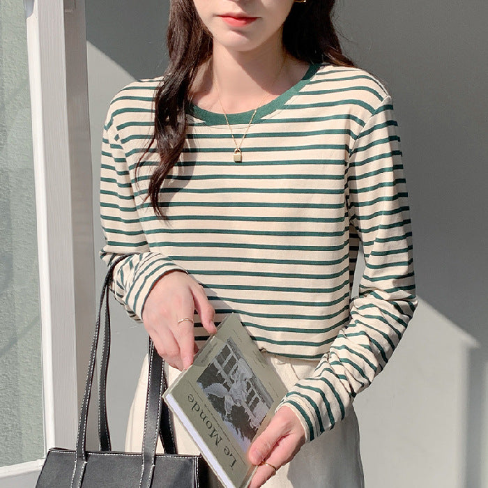 Women's Casual Long Sleeve Shirt with Trendy Stripe Pattern Chic & Stil