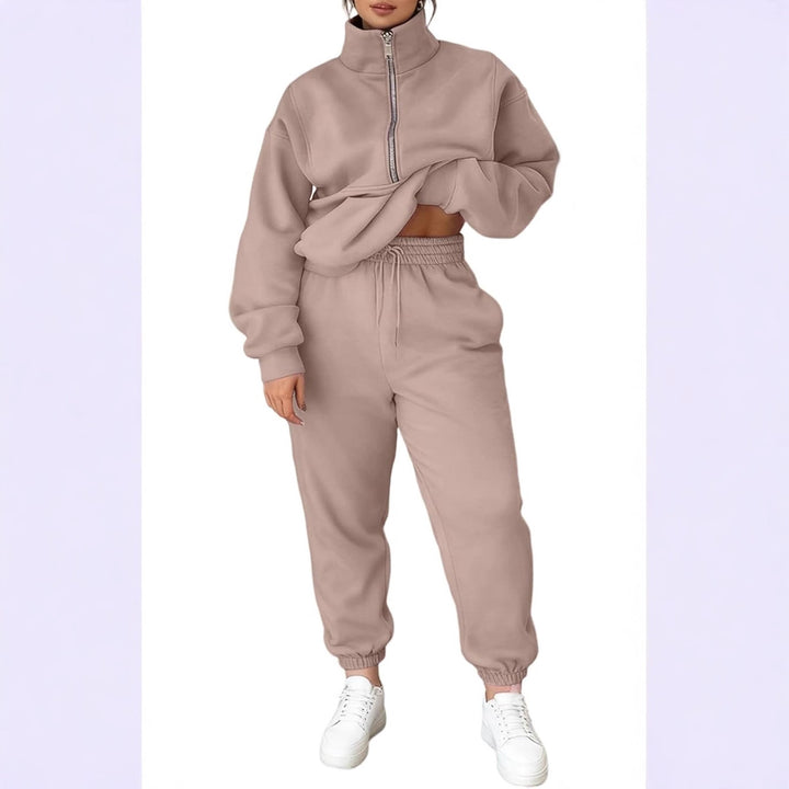 Pull en polaire doux pour dames avec col haut et fermeture éclair Chic & Stil