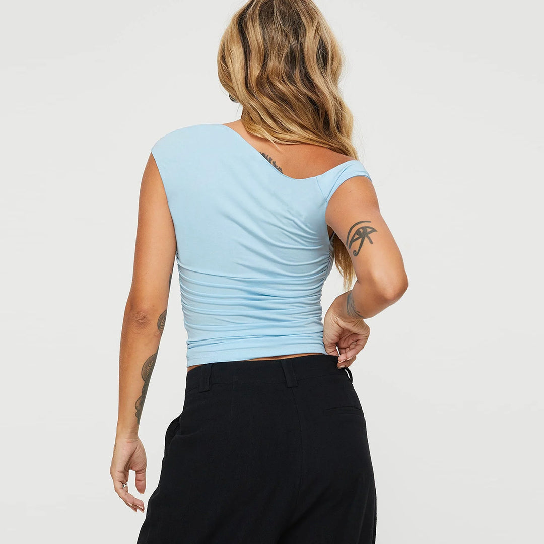 Women's asymmetrical top with stylish wrap design Lune London