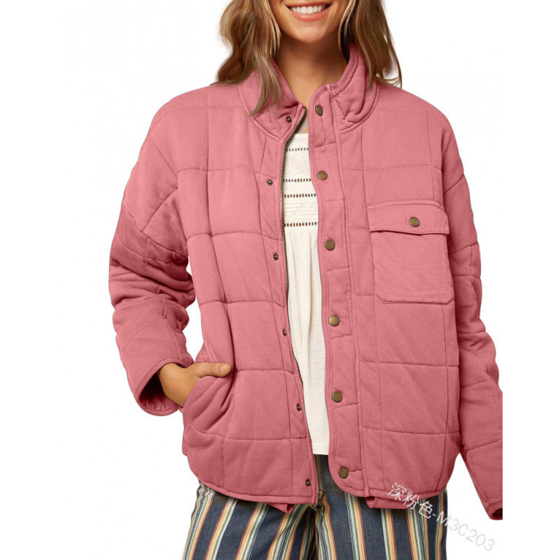 Quilted jacket for women with decorative button Lune London