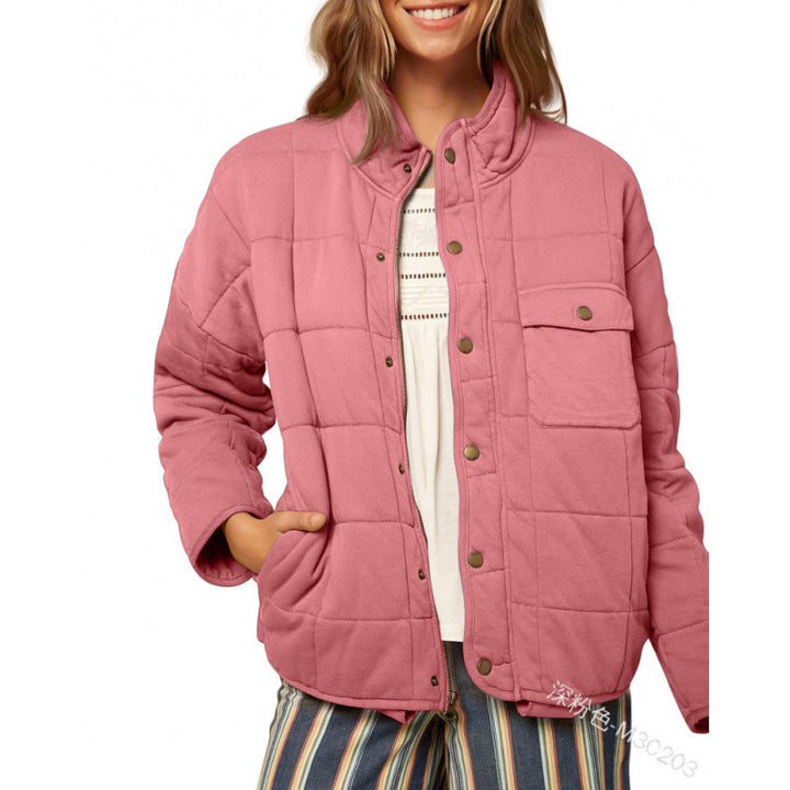 Quilted jacket for women with decorative button Lune London