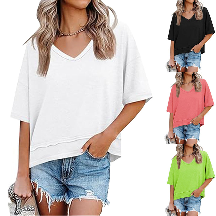Lune London loose casual V-neck t-shirt for women