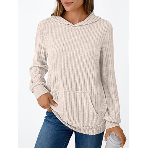 Ladies cozy hoodie with ribbed design and practical kangaroo pocket Lune London
