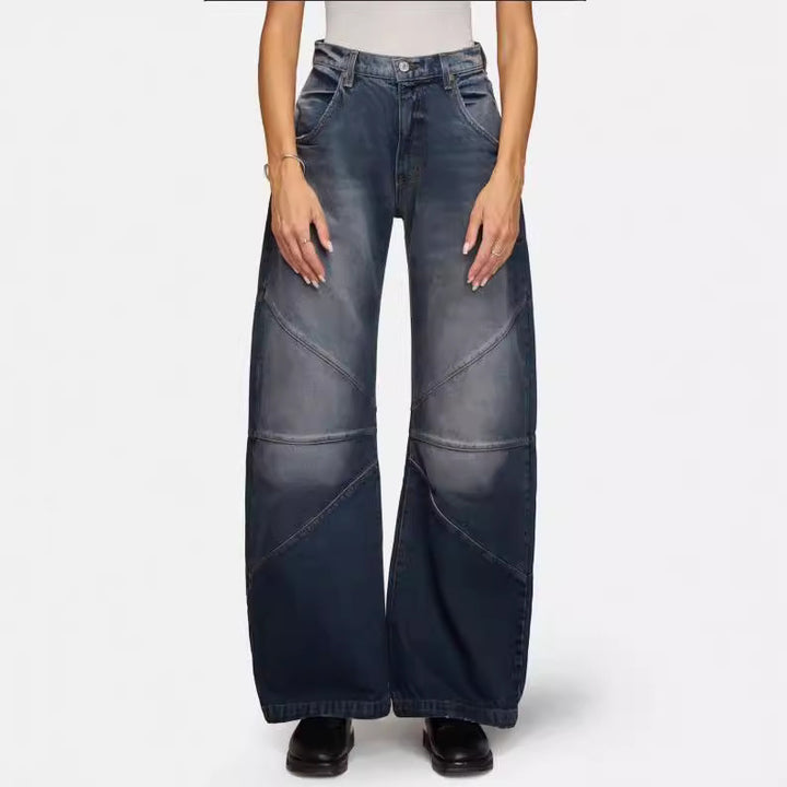 Women's wide jeans with unique seam design in trendy style Lune London