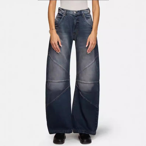 Women's wide jeans with unique seam design in trendy style Lune London