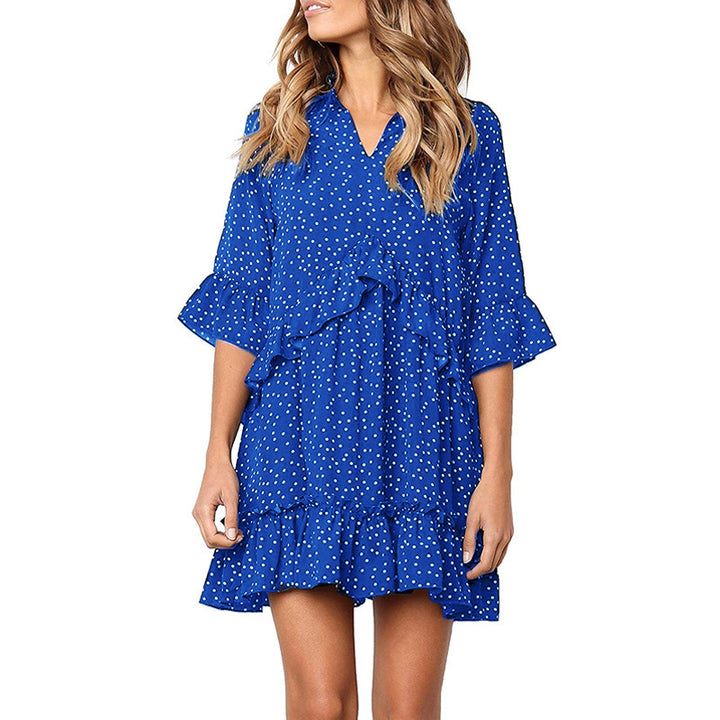 Lady aerial jumpsuit with ruffle details and V neckline Lune London