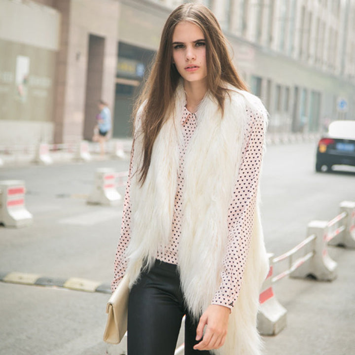 Women chic and stylish faux fur vest