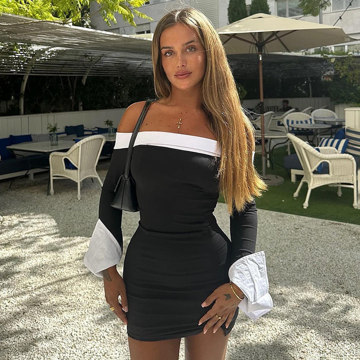 Off-shoulder mini dress for women with elegant puff sleeves Lune London