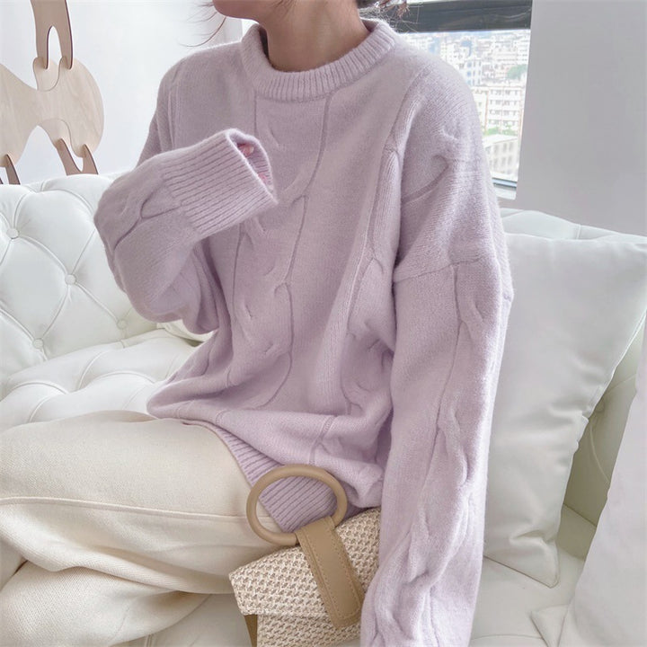 Pull femme en maille épaisse avec texture côtelée et détails décoratifs Chic & Stil