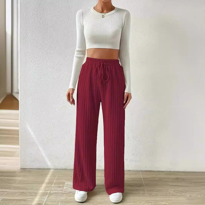 Casual stretch pants for women with elastic waistband and practical drawstring Lune London