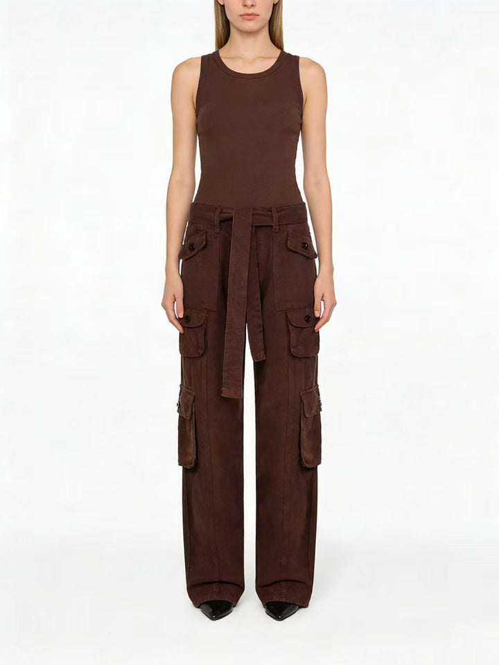 Women's stylish loose Cargo pants with belt and pockets Lune London