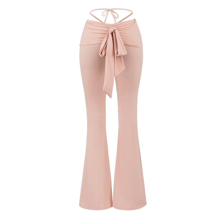 Elegant flared trousers for ladies with gathers at the waist and tie belt Lune London