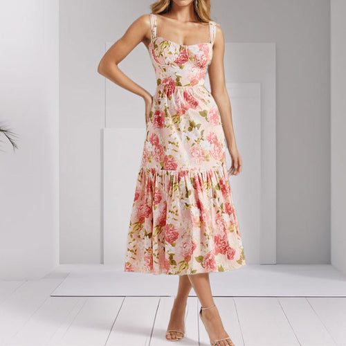 Robe à fleurs pour femmes avec ourlet à volants et fines bretelles Chic & Stil