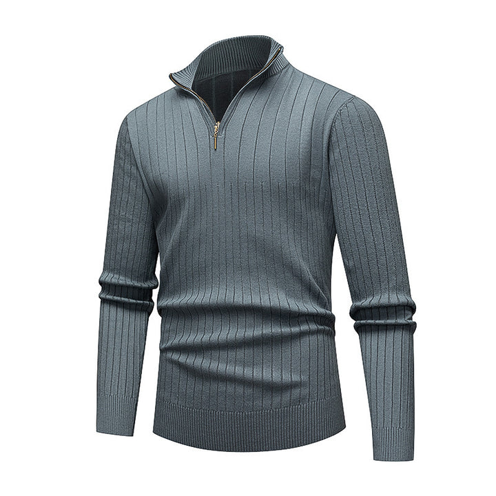 Premium knitted sweater for men with modern high collar and zipper Lune London