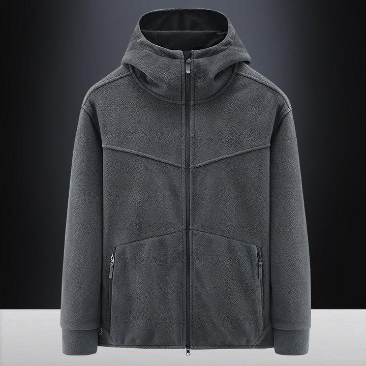 Fleece jacket for men with practical pockets and adjustable hood Lune London