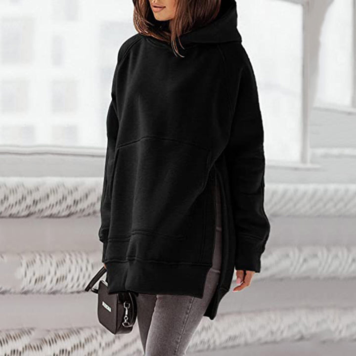 Lady Oversized Hoodie with Side Slits and Chic Fashion Design