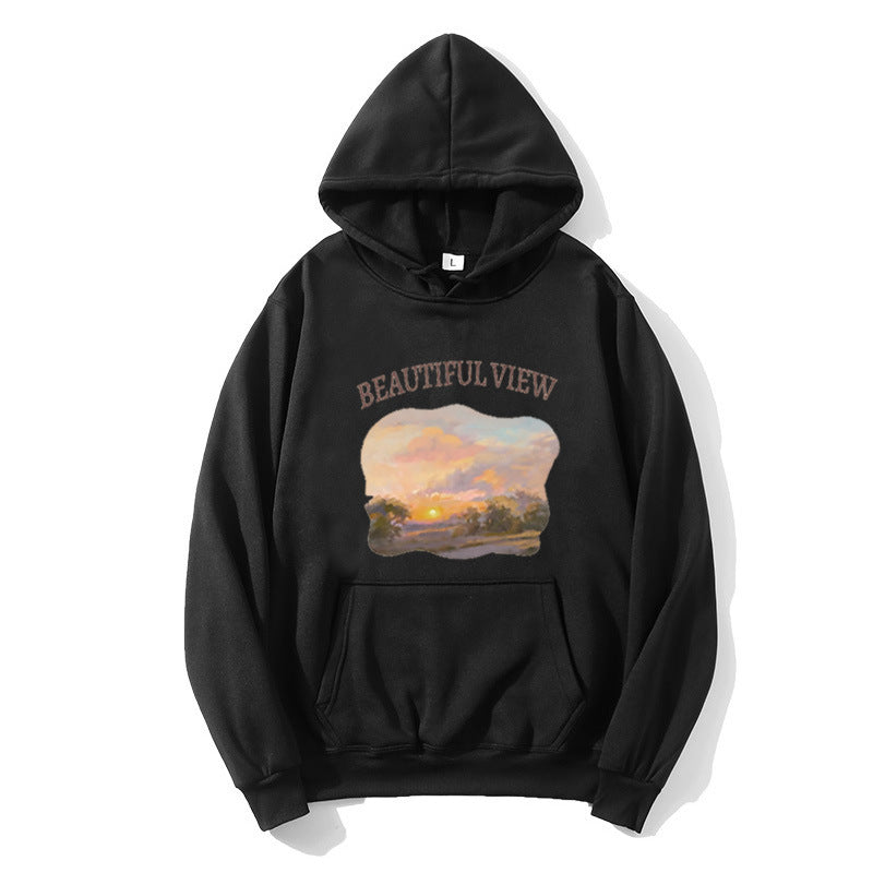 Women’s hooded sweatshirt with artistic landscape design Chic & Stil