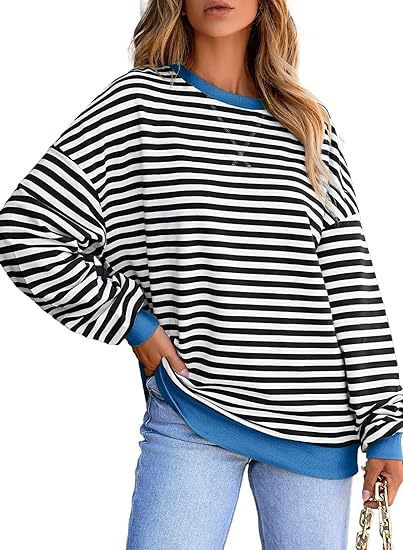 Women's Casual Sweater with Wide Stripes Lune London