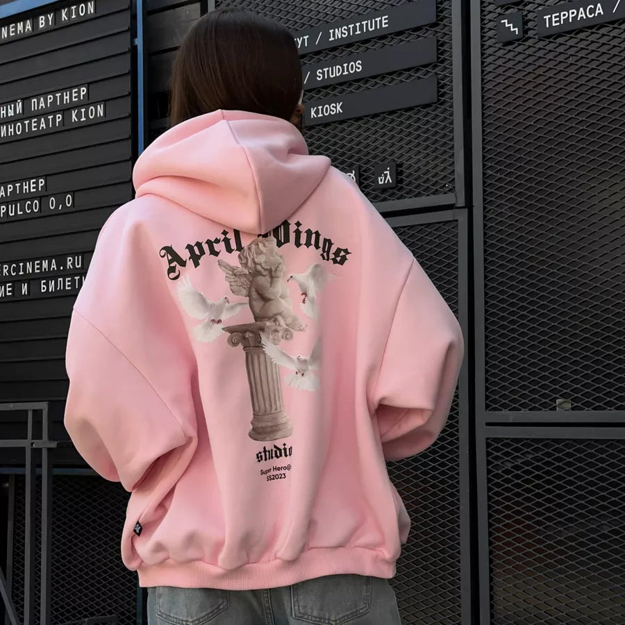 Women oversized hoodie with chic and stylish artistic print