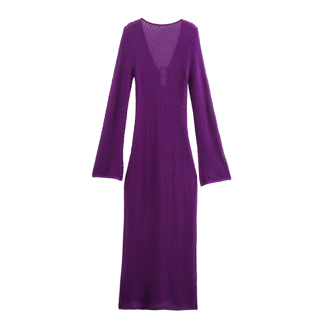 Maxi dress for women with deep V-neck and elegant long sleeves Lune London