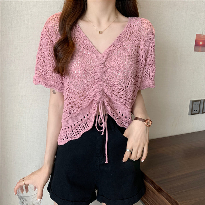 Women's knitted sweater with decorative gathers Lune London