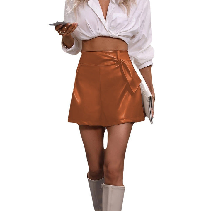 High waisted mini skirt for women with bow detail Lune London