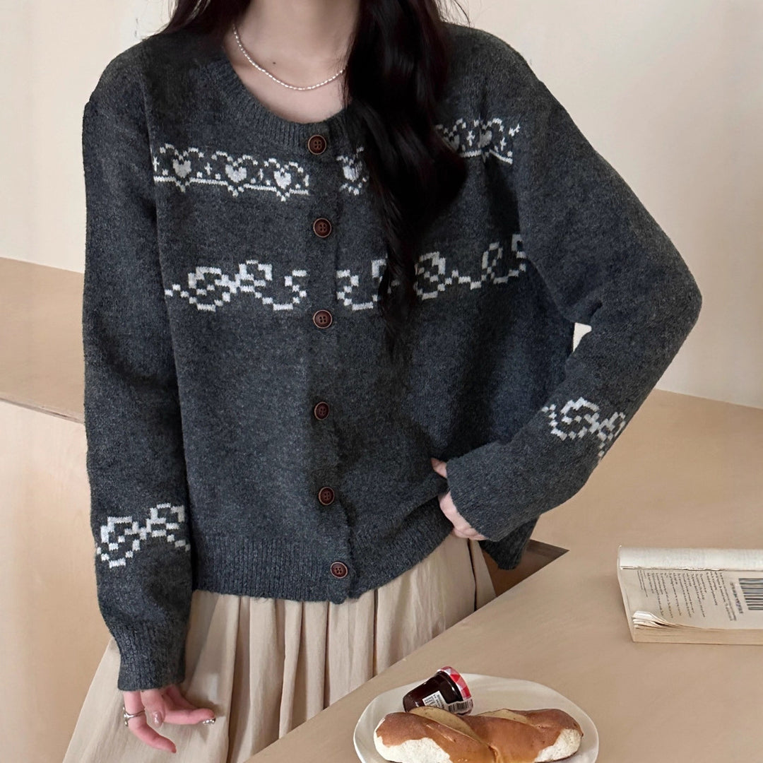 Ladies Cozy Knit Cardigan with Unique Pattern Lune London