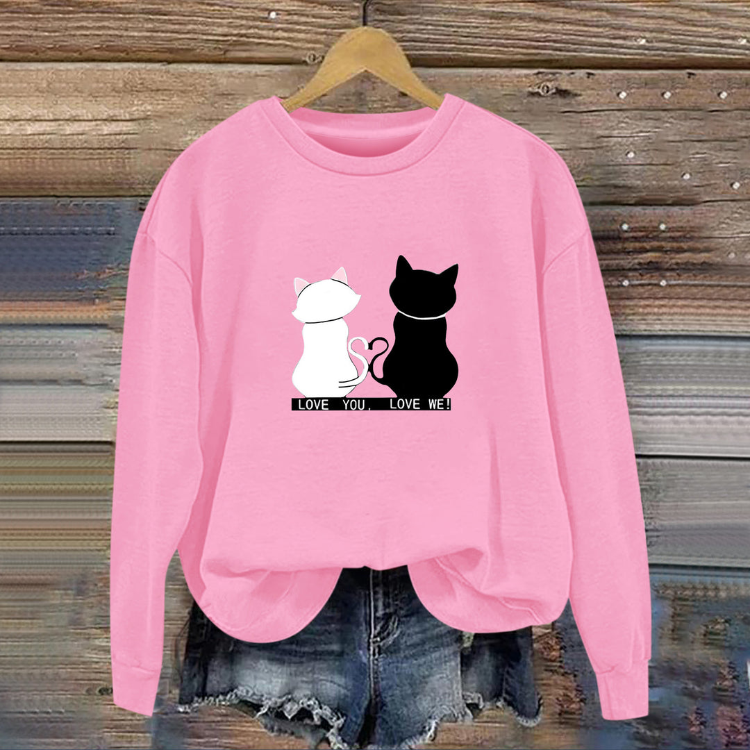 Sweat-shirt pour femmes avec design de chat ludique et impression humoristique Chic & Stil