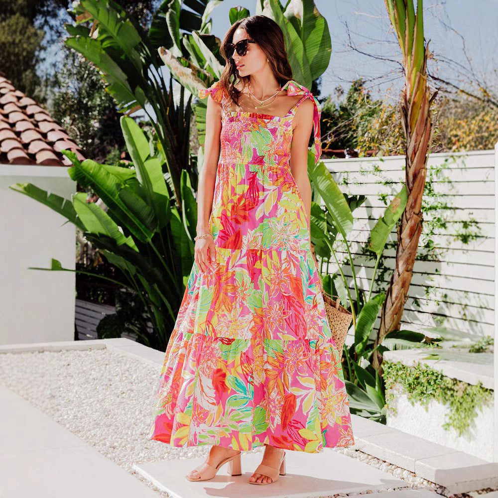 Ladies Tropical Print Maxi Dress Lune London