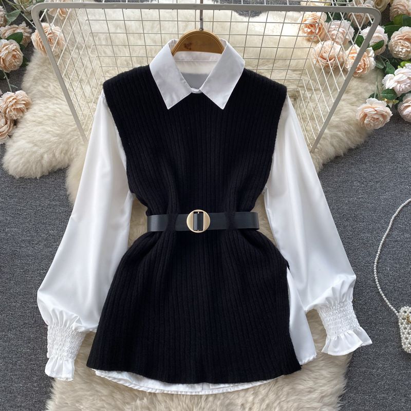 Robe en tricot pour femmes avec un look de blouse élégante Chic & Stil