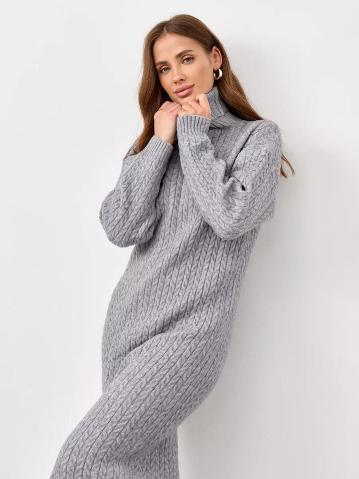 Pull à col roulé en tricot épais pour femmes avec un motif en câble moderne et une coupe décontractée Chic & Stil