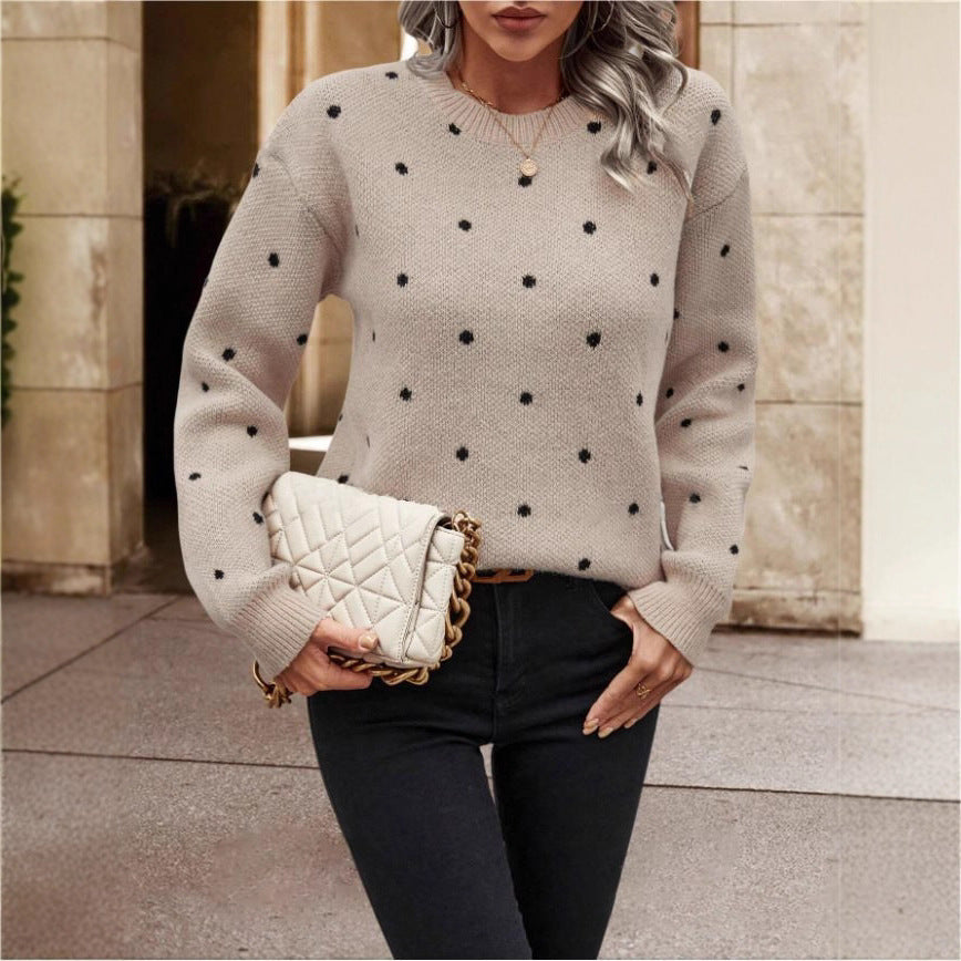 Knit patterned sweater for women with crew neck and relaxed fit Lune London