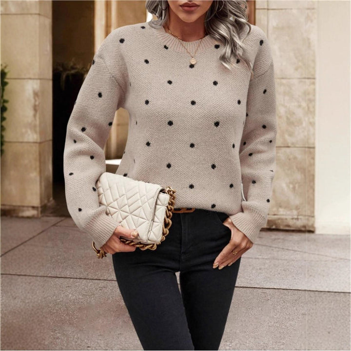 Knit patterned sweater for women with crew neck and relaxed fit Lune London