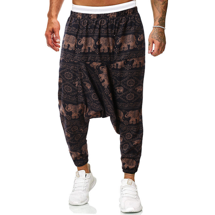 Harem pants for men with unique fancy pattern and elastic waist Lune London
