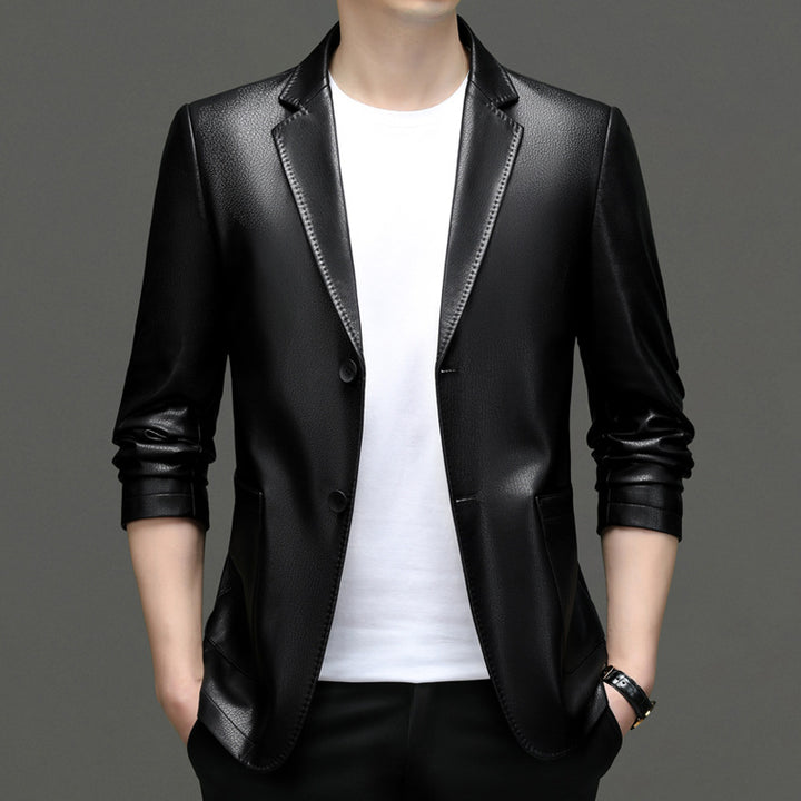 Elegant synthetic leather blazer for men with modern fit Lune London
