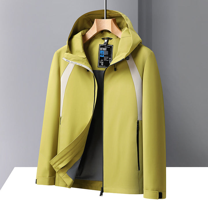 Multifunctional outdoor jacket for men with removable hood Lune London