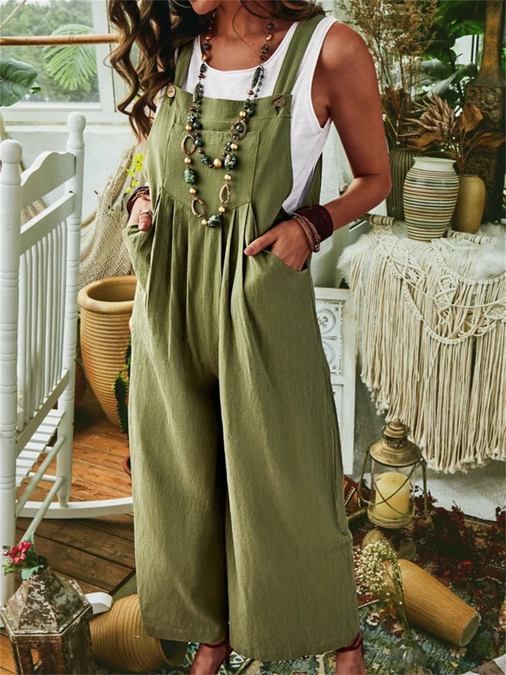Ladies casual jumpsuit with wide legs and pockets Lune London