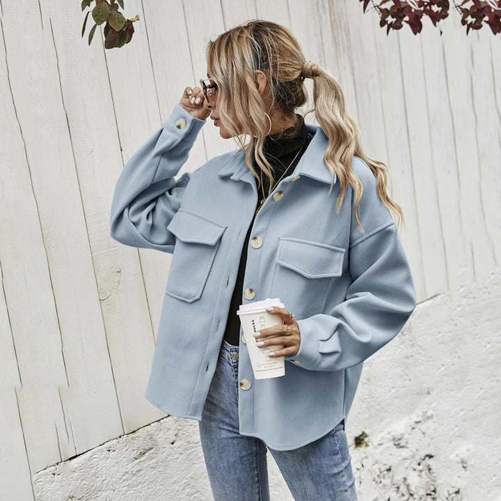 Ladies elegant oversized jacket with applied pockets and fashionable collar Lune London