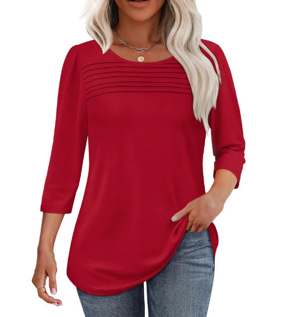 Women's Long Sleeve Shirt with Pleat Details Chic & Stil
