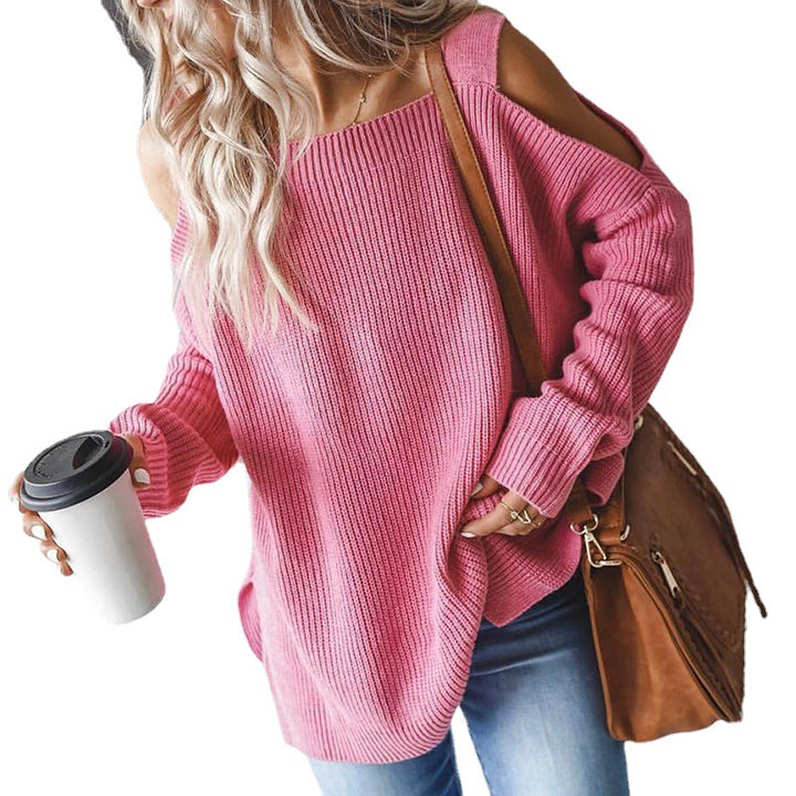 Knitted sweater for women with asymmetrical neckline and casual cut-out design Lune London