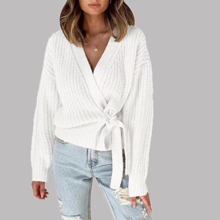 Ladies Cool Wrap Cardigan with modern ruffle details Lune London
