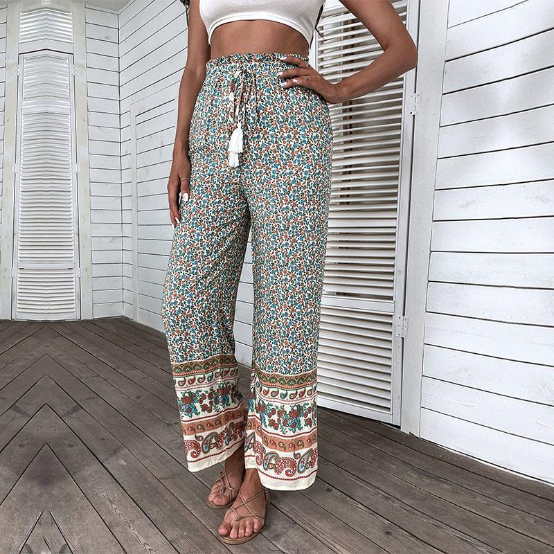 Women Wide Pants Floral Bohemian Lune London
