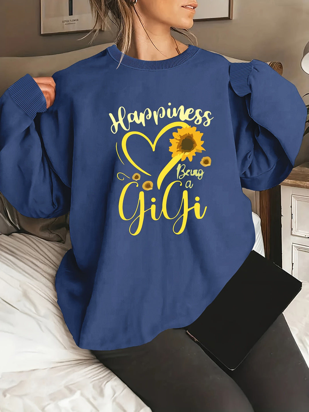 Sweatshirt pour femme avec des manches volumineuses et un motif joyeux Chic & Stil