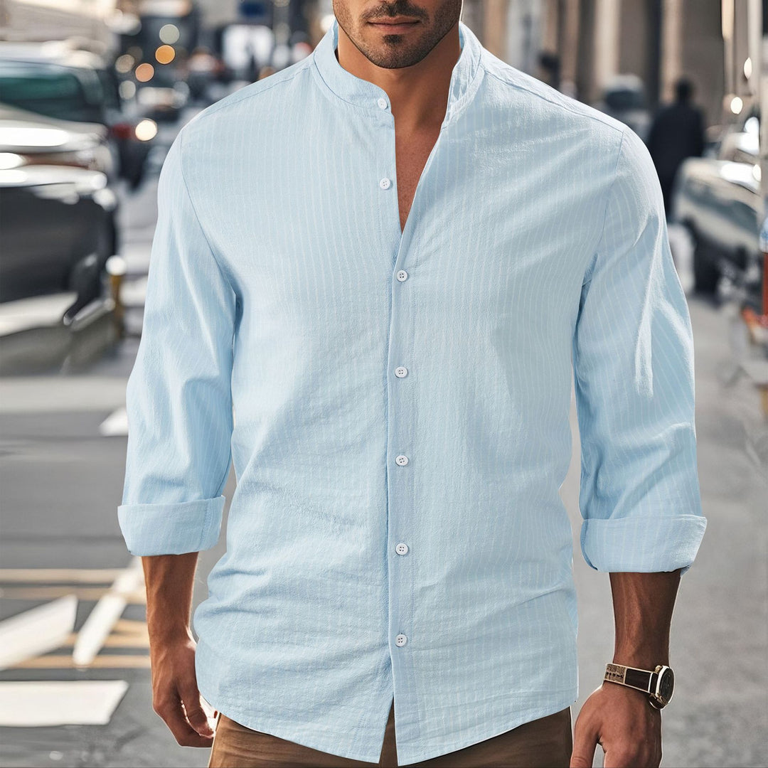 Men's long sleeve shirt with high collar and finely knitted fabric Lune London