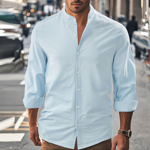 Men's long sleeve shirt with high collar and finely knitted fabric Lune London