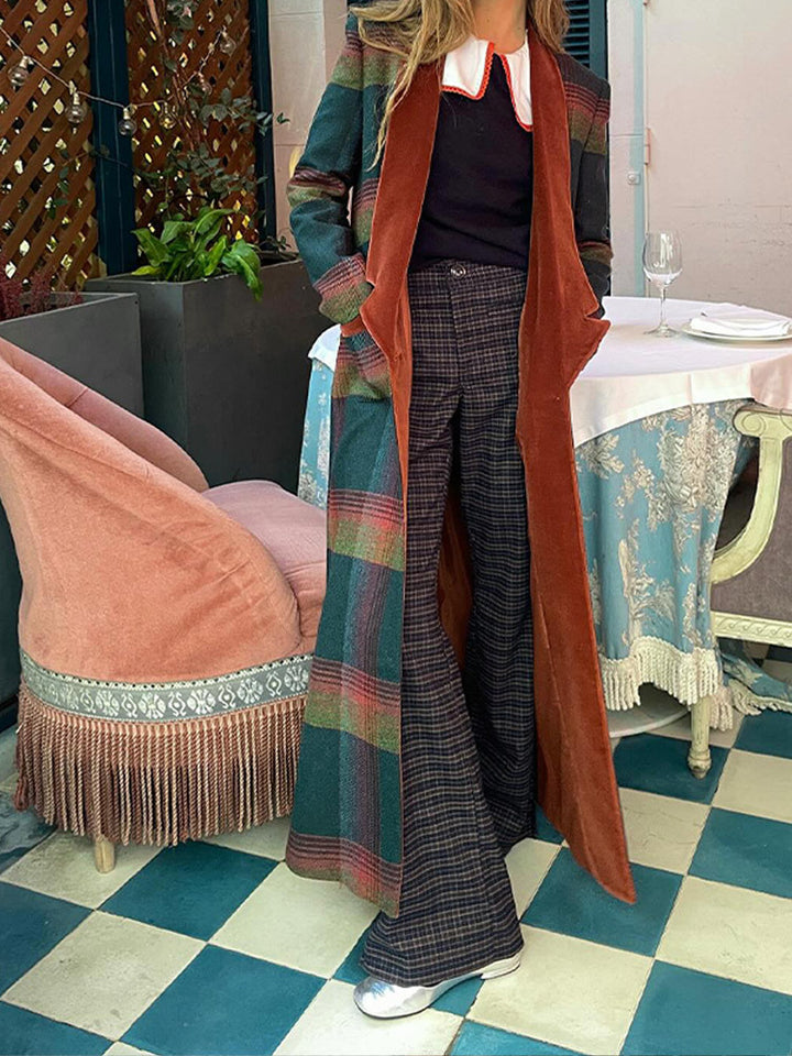 Plaid coat for women with trendy lapels and removable collar Lune London