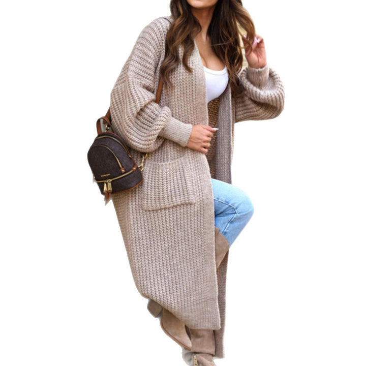Knitted coat for women with pockets and balloon sleeves Lune London